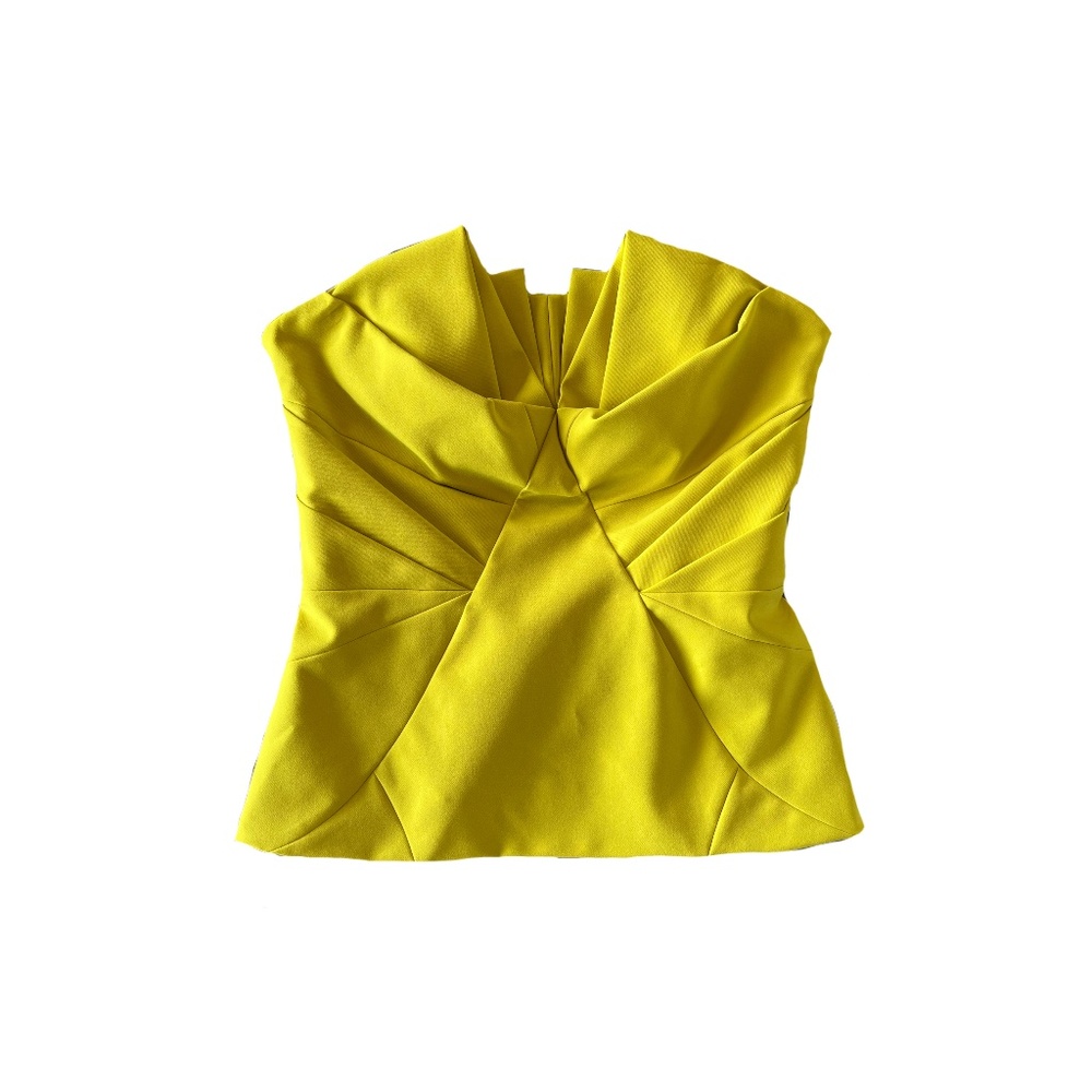 Coast Strapless Bustier Corset Top in Yellow Chartreuse, Sz US 8